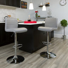 Flash Furniture Contemporary Vinyl Adjustable Height Barstools with Rolled Seat & Chrome Base - Grey - 2 Pack-Height Adjustable Seat with Gas Lift