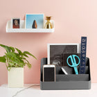 Poppin Large Desk Organizer - Dark Grey-Made out of sturdy plastic polystyrene with a matte finish