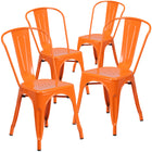 Flash Furniture Commercial Grade Orange Metal Indoor-Outdoor Stackable Chair-Stack Quantity: 8