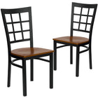 Flash Furniture HERCULES Series Black Window Back Metal Restaurant Chair - Cherry Wood Seat - 2 Pack-Window Back Design
