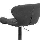 Tabouret de bar contemporain à hauteur réglable en tissu charbon avec dossier courbé et base en chrome-Siège pivotant
