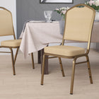 Chaise banquet empilable HERCULES à dossier couronne, siège de 2,5 po, doré, tissu beige, 4/bte (FDC01AGH20124E)-Siège et dossier rembourrés