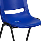 Flash Furniture HERCULES Series Navy Ergonomic Shell Stack Chair with Black Frame & 14" Seat Height-Black Powder Coated Frame Finish