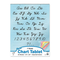 Pacon 24" x 32" 1" Ruled Coloured Paper Chart Tablet, Assorted, 50 Pack-Assorted