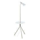 Eglo Policara Toggle Switch Floor Lamp - 63" - White Shade - Matte Nickel-Floor Lamp