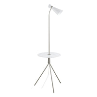 Eglo Policara Toggle Switch Floor Lamp - 63" - White Shade - Matte Nickel-Floor Lamp