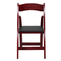 Flash Furniture HERCULES Series Mahogany Wood Folding Chair with Vinyl Padded Seat-Set of 4 Wood Folding Chairs