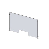 Mark Maker Rod Sneeze Guard - 35.5" W x 23.5" H panel 1/4" Clear Acrylic and 24" high aluminum rod set -with 4"x12" pass through-Optimal social distancing between two groups of people