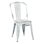 OSP Designs – Chaises pour salle à manger en métal avec dossier, blanc antique-Siège et dossier en métal