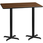 Flash Furniture – Table bistro en stratifié noyer de 30 x 60 po avec 2 bases de 22 x 22 po (XUWA3060T2222B)-Table d'hospitalité à hauteur de bar