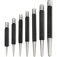 Starrett Centre Punches With Square Shank-Diameter at Top of Tapered Point" - Set of 7, in round red plastic box