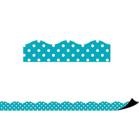 Teacher Created Resources Polka Dots Magnetic Borders, Teal, 36 Pack-Theme: Teal with White Polka Dots