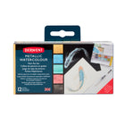 Derwent Metallic Watercolour Paint Pan Set - 12 Pack-Ideal for travel with everything needed to paint on the go