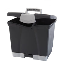 Storex Portable File Box with Pull-Out Tray - Grey - 2 Pack-Holds letter size standard and hanging file folders