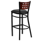 Flash Furniture HERCULES Series Black Cutout Back Metal Restaurant Barstool - Mahogany Wood Back, Black Vinyl Seat - 2 Pack-2.5" Thick Foam Padded Seat