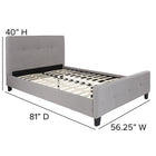 Flash Furniture - Lit plateforme Tribeca double touffeté et rembourré en tissu gris clair-Rembourrage touffeté