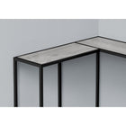 Monarch Specialties 2156 Accent Table - 36"L/Grey/Black Corner Console-Slender yet sturdy black metal frame provides support