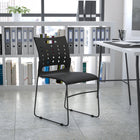 Flash Furniture HERCULES Series Black Sled Base Stack Chair with Air-Vent Back-Perforated Back allows air circulation