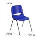Flash Furniture HERCULES Series Navy Ergonomic Shell Stack Chair with Chrome Frame & 18" Seat Height-Double Support Rails