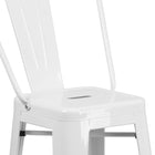 Flash Furniture Tabouret de bar de qualité commerciale, de 30 po avec dossier en métal blanc pour l'intérieur et l'extérieur-Renfort transversal sous le siège pour plus de stabilité