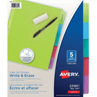 Avery Write & Erase Big Tab Dividers - 5 Tabs - Multi-colour-Bright coloured paper divider sets