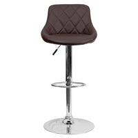 Flash Furniture – Tabouret de bar ajustable à siège baquet en vinyle brun et à pied chromé (CH82028ABRN)-Tabouret de style contemporain