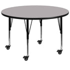 Flash Furniture Mobile 60'' Round Activity Table, Grey Laminate Top, Height-Adjustable Preschool Legs (XUA60RNDGYTPC)-Gray/chrome, laminate, steel
