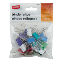 Staples Binder Clips - Small 3/4" - Assorted Fashion Colours - 25 Pack-Strong metal clips to keep papers securely fastened