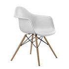 Nicer Furniture Eiffel Style Armchair with Natural Wood Legs - White - 2 Pack-High quality heavy-duty plastic molded seat with a matte finish