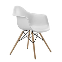 Nicer Furniture Eiffel Style Armchair with Natural Wood Legs - White - 2 Pack-High quality heavy-duty plastic molded seat with a matte finish