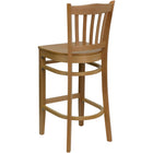 Flash Furniture HERCULES Series Vertical Slat Back Natural Wood Restaurant Barstool-.625" Thick Beechwood Seat