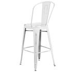 Flash Furniture Commercial Grade 30" High Distressed Metal Indoor-Outdoor Barstool with Back - White-Distressed White Powder Coated Frame Finish
