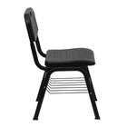 Flash Furniture HERCULES Series Black Plastic Chair with Black Frame & Book Basket-Black Plastic Back and Seat