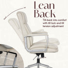 Elle Décor Lisette Ellegant Office Chair - 25-1/2" W x 29" D x 40-3/4"-44-1/2" H - Ivory-8