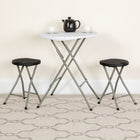 Flash Furniture Foldable Stool with Black Plastic Seat & Titanium Grey Frame-Footrest