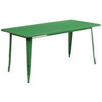 Flash Furniture 31.5" x 63" Rectangular Green Metal Indoor-Outdoor Table-Metal Cafe Table