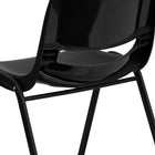 Flash Furniture HERCULES Series Black Ergonomic Shell Stack Chair with Black Frame & 16" Seat Height-Vented Back allows air circulation