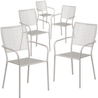 Flash Furniture Commercial Grade Light Grey Indoor-Outdoor Steel Patio Arm Chair with Square Back-Set of 5 Outdoor Patio Chair