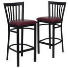 Flash Furniture HERCULES Series Black School House Back Metal Restaurant Barstool - Burgundy Vinyl Seat - 2 Pack-School House Back Design