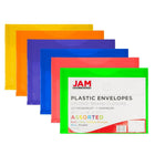 JAM Paper Enveloppes en plastique avec fermeture VELCRO, 1 soufflet, 9,75 x 13, couleurs variées, paq./12 (218V1rgbyporg)-Couleurs variées
