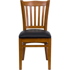 Flash Furniture – Chaise de restaurant en bois à traverses verticales, cerisier, siège en vinyle noir (XUDGW08VRTCYBKV)-Chaise en bois