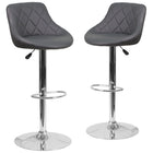 Flash Furniture Contemporary Vinyl Bucket Seat Adjustable Height Barstools with Chrome Base - Grey - 2 Pack-Low Back Design