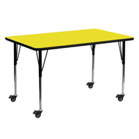 Flash Furniture Mobile 24"W x 60"L Rectangular Laminate Activity Table - Yellow-Popular Rectangular Activity Table