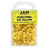 JAM Paper - Punaises colorées, jaunes, paq./200-Plastique jaune avec pointe métallique