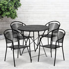 Flash Furniture 30'' Round Black Indoor-Outdoor Steel Folding Patio Table Set with 4 Round Back Chairs (CO30BKF03CHR4BK)-Black Powder Coat Finish