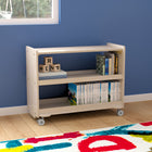 Flash Furniture Bright Beginnings Commercial Grade Space Saving 3 Shelf Wooden Mobile Classroom Storage Cart w/ Casters- Natural-Natural Finish Engineered Birch Plywood