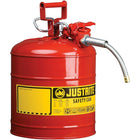 Justrite Type II AccuFlow Safety Cans, 5/8", 2 1/2 Gal, Red-AccuFlow™ exclusive Safe-Squeeze® trigger mechanism allows for smooth flow and accurate pouring