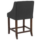 Flash Furniture Carmel 24"H Transitional Tufted Walnut Counter Height Stool with Accent Nail Trim - Charcoal Fabric - 2 Pack-Nailhead Trimmed Curved Arms