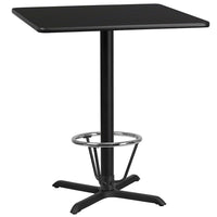 Flash Furniture Laminate 36" Square X-Base Table, Black (XUBK3636T30B3F)-Bar Height Hospitality Table