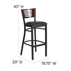 Flash Furniture HERCULES Series Black Slat Back Metal Restaurant Barstool - Walnut Wood Back, Black Vinyl Seat - 2 Pack-18 Gauge Steel Frame